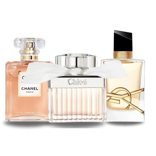 Coffret Élixir de Grâce – Coco Mademoiselle de Chanel, Libre de Yves Saint Laurent et Chloé Signature