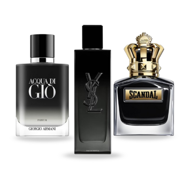 Coffret Âme Indomptable - MYSLF de Yves Saint Laurent, Scandal Le Parfum de Jean Paul Gaultier et Acqua di Giò Parfum de Giorgio Armani [100 ml]