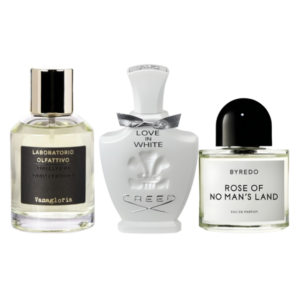 Coffret Parfum de Lumière - Vanagloria de Laboratorio Olfattivo, Love in White de Creed et Rose of No Man's Land de Byredo [100 ml]
