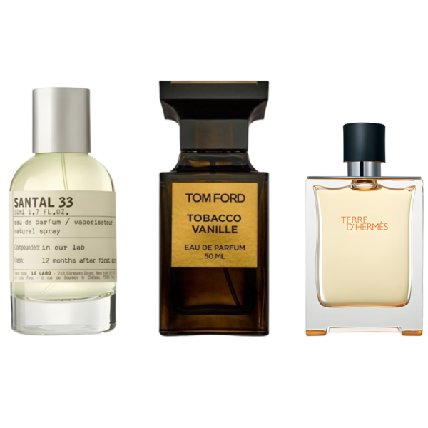 Coffret Nuit de Luxe - Santal 33 de Le Labo, Tobacco Vanille de Tom Ford et Terre d’Hermès de Hermès [100 ml]