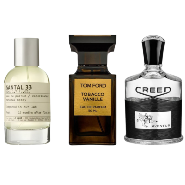 Coffret Luxe Boisé - Santal 33 de Le Labo, Tobacco Vanille de Tom Ford et Aventus de Creed [100 ml]